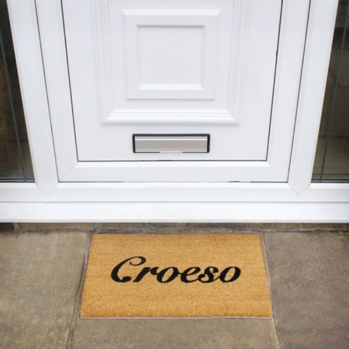 Door Mat JVL Croesco 40 x 60 cm Coir  Welsh/Cymru Welcome Greeting