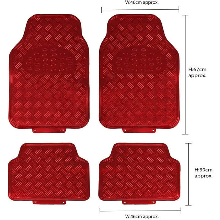 Car Mat Set   Universal 4 Piece Red JVL 01-692 Titan