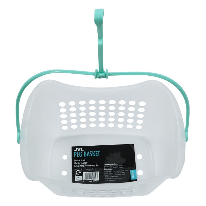 Peg Basket JVL Plastic Hanging Clear/Aqua