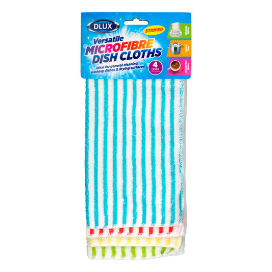 4pk Striped Microfibre Dish Cloth